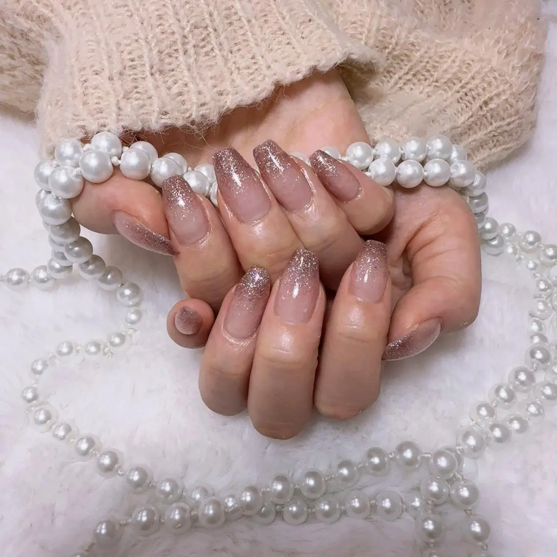ネイル アートネイル フラッシュネイル フレンチネイル ジェルネイル ガラスフレンチ M2 BEAUTY サロンのネイルデザイン