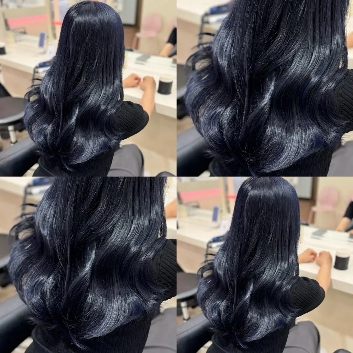 ロング 髪質改善 カット ヘアカラー トリートメント 縮毛矯正× ブルーブラック/池袋のヘアスタイル