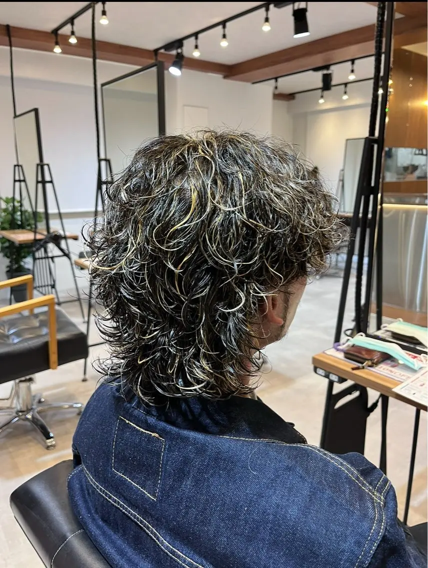 ミディアム カラー パーマ メンズ カット ヘアカラー パーマ fifth/シン🌿 透明感カラー/パーマのヘアスタイル
