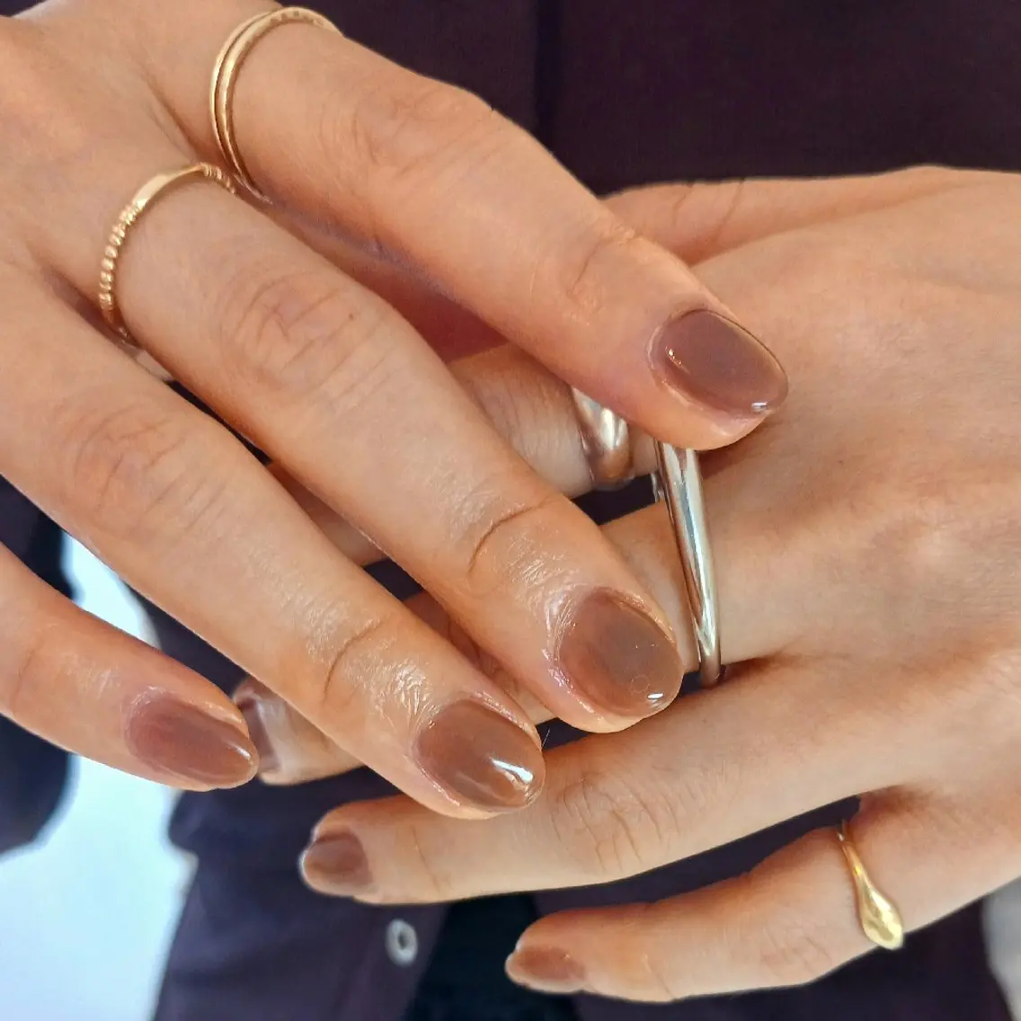 ネイル ブラウン オフィスネイル ワンカラーネイル ハンドネイル 平尾駅前/持込み専門 /owlnailのネイルデザイン