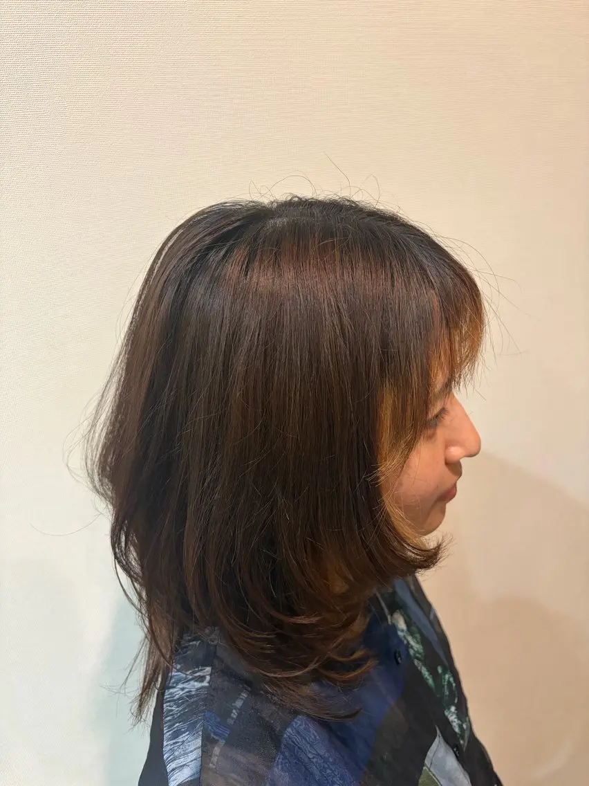 ミディアム ヘアアレンジ ハッシュカット レイヤーカット 小顔カット 中村 仁哉のヘアスタイル