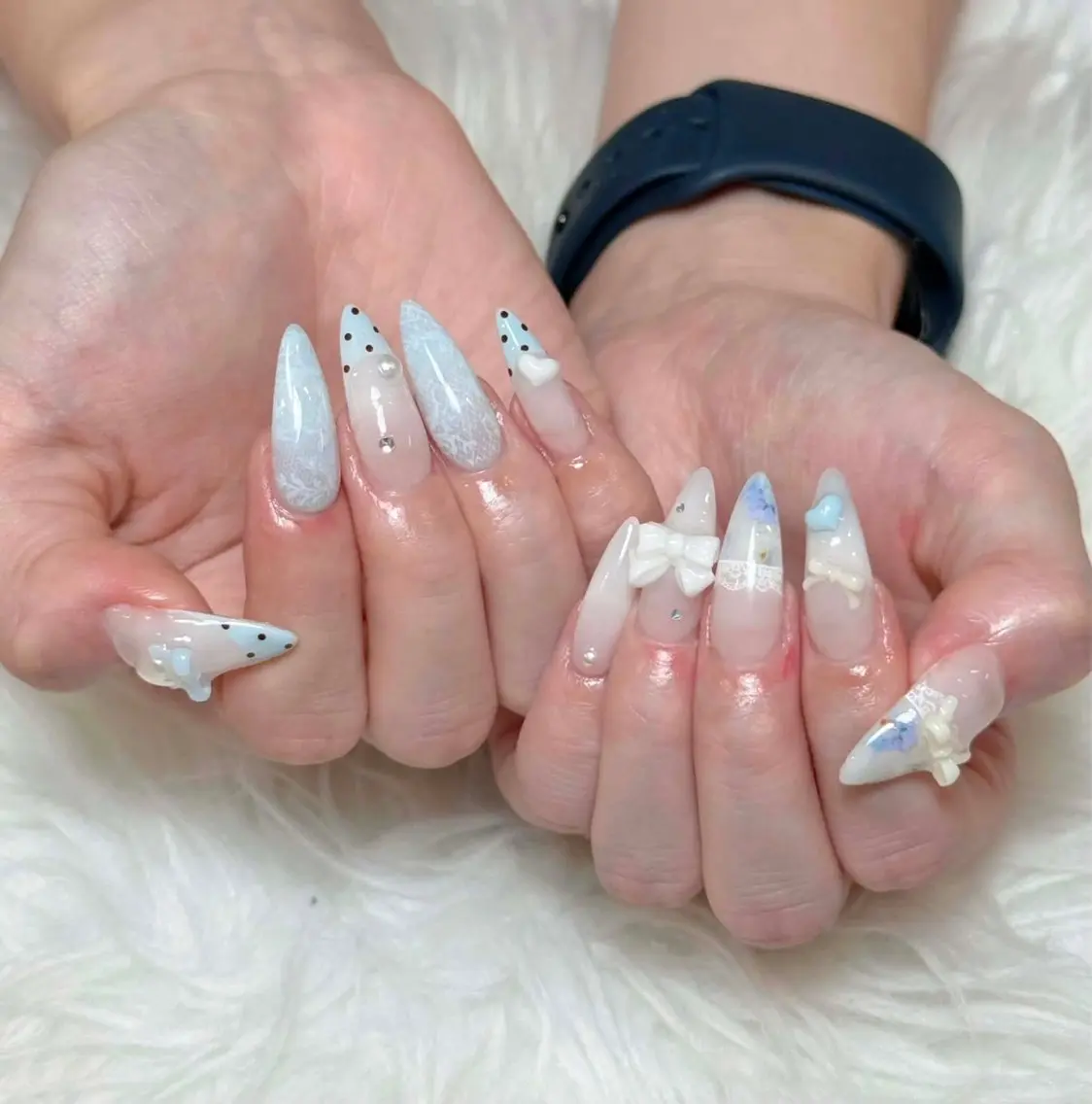 ネイル チークネイル ドット フレンチネイル グラデーション ハート ハンドネイル Julli NailStudioのネイルデザイン