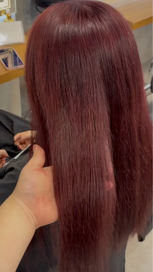 ロング カラー ブリーチ ダブルカラー ブリーチなしカラー レッドカラー 札幌韓国風ハイトーン 🇰🇷Yutaのヘアスタイル