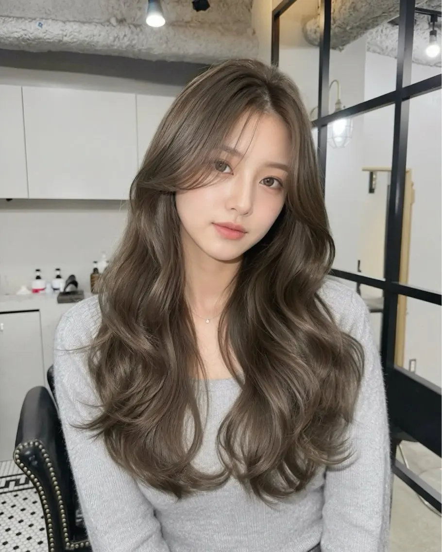 ロング カラー ベージュカラー 透明感カラー ミルクティーベージュ 韓国風ヘア レイヤーカット カット ヘアカラー トリートメント ヘアセット 韓国ヘア🫧 KAZUTOのヘアスタイル