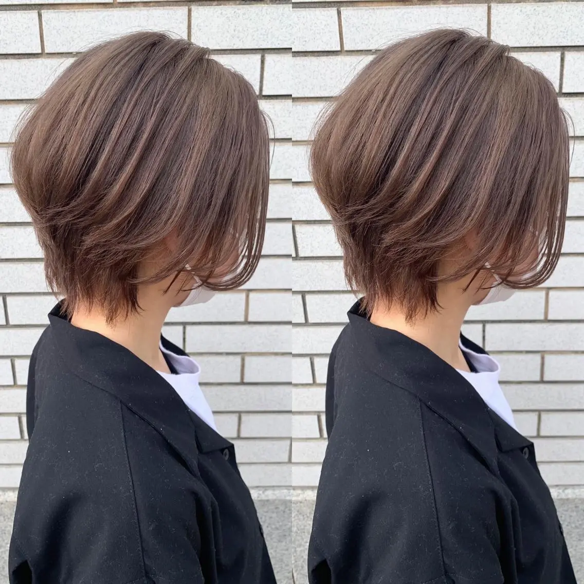 ショート カラー ブリーチ グレージュ ミルクティーグレージュ 赤み消しカラー /透明感カラー 上長のヘアスタイル
