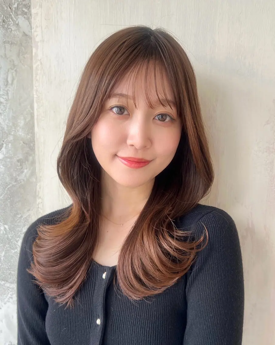セミロング くびれヘア 顔周りカット レイヤーカット カット ヘアカラー トリートメント 🧡くびれヘア/前髪 顔周り🧡久原結衣のヘアスタイル