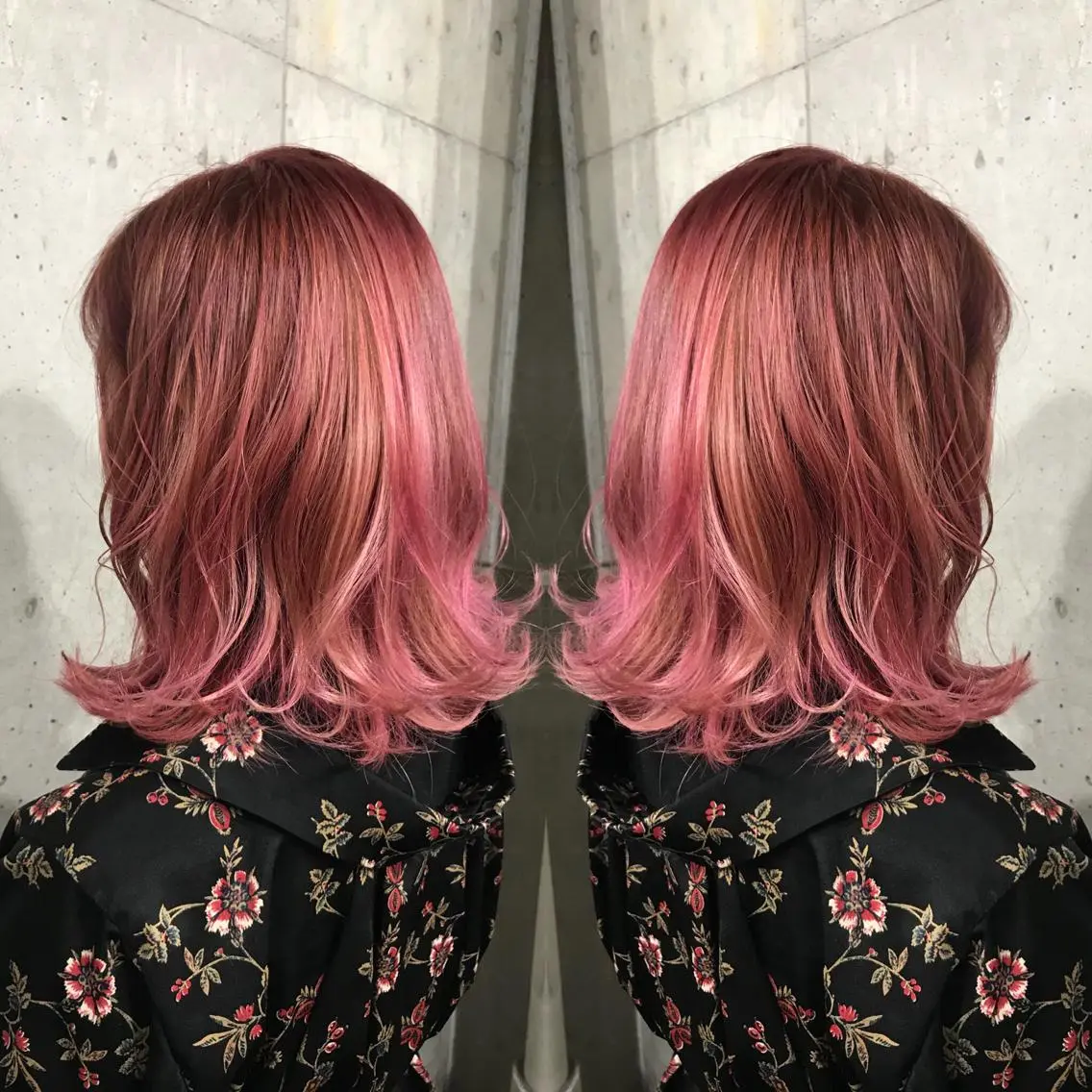 ミディアム カラー パーマ ヘアアレンジ メンズ キッズ ネイル マツエク・マツパ ピンクカラー カラーマツエク ピンク サロンドミルク 渋谷高比良のヘアスタイル