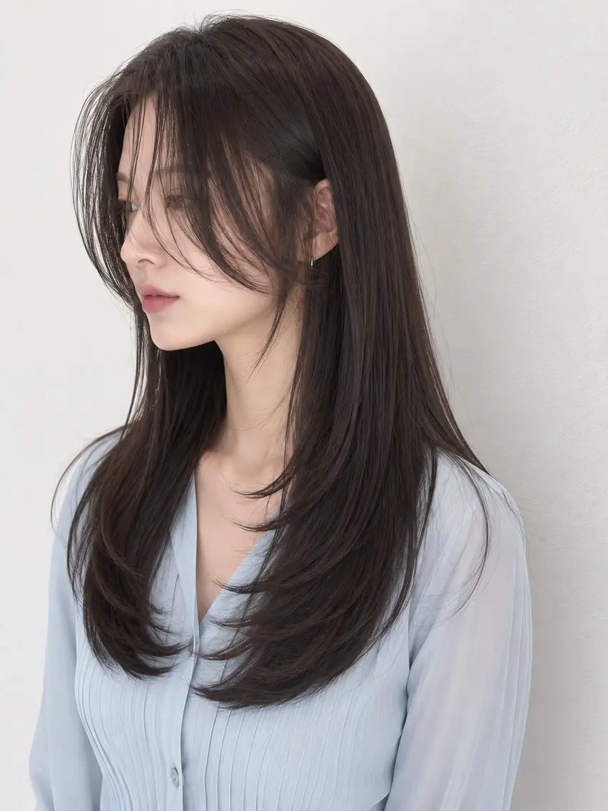 ロング 顔周りカット レイヤーカット カット トリートメント ヘッドスパ モテ🤍トレンドヘア /新宿/ワカナのヘアスタイル