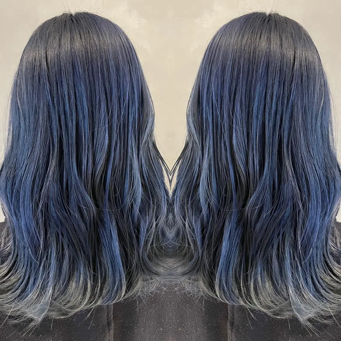 セミロング カラー ブリーチ ブルーカラー ヘアカラー トリートメント 長谷川 沙紀のヘアスタイル