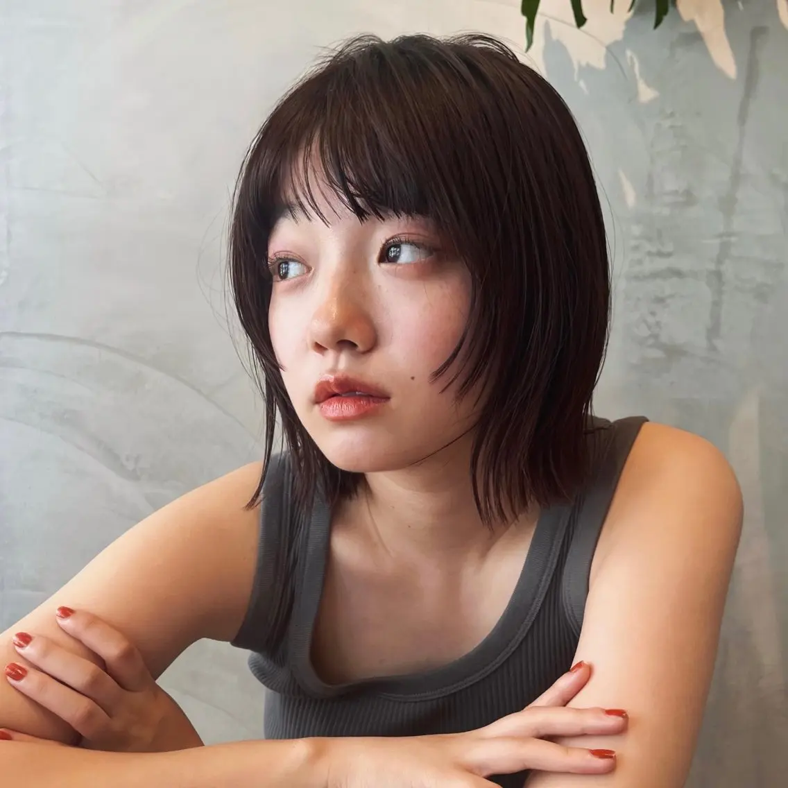 ミディアム ボブ 顔まわりレイヤー レイヤーカット くぎお けんじのヘアスタイル