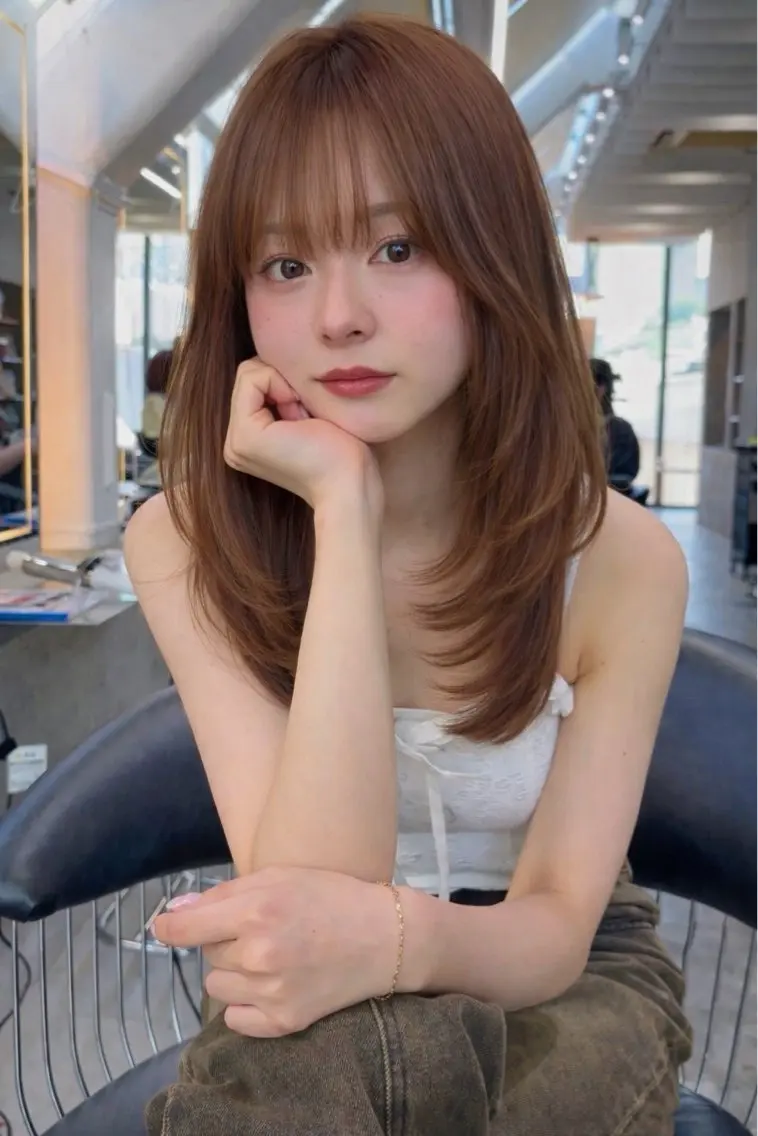 ミディアム カラー ベージュカラー ブリーチ 透明感カラー ブリーチなしカラー 髪質改善 ヘアカラー トリートメント 【博多髪質改善】 吉村 清志のヘアスタイル