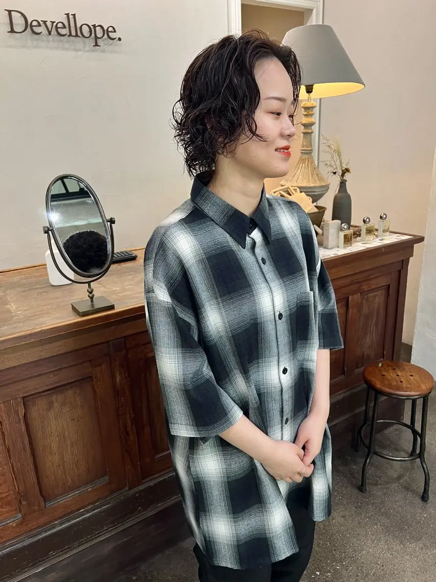 ショート パーマ ボブ ショートヘア ウルフカット カット パーマ 千葉 郁也のヘアスタイル