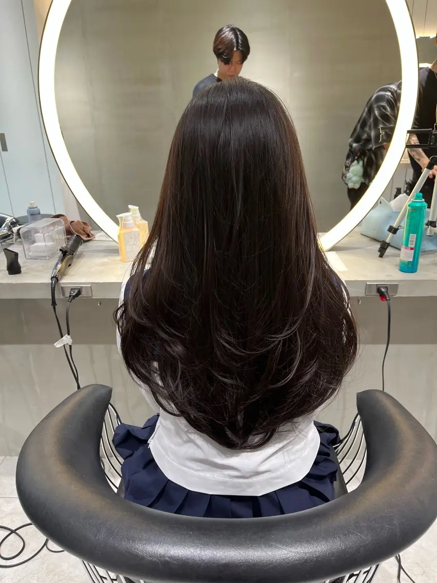 ロング カット 美髪矯正 レイヤーカット/加納のヘアスタイル