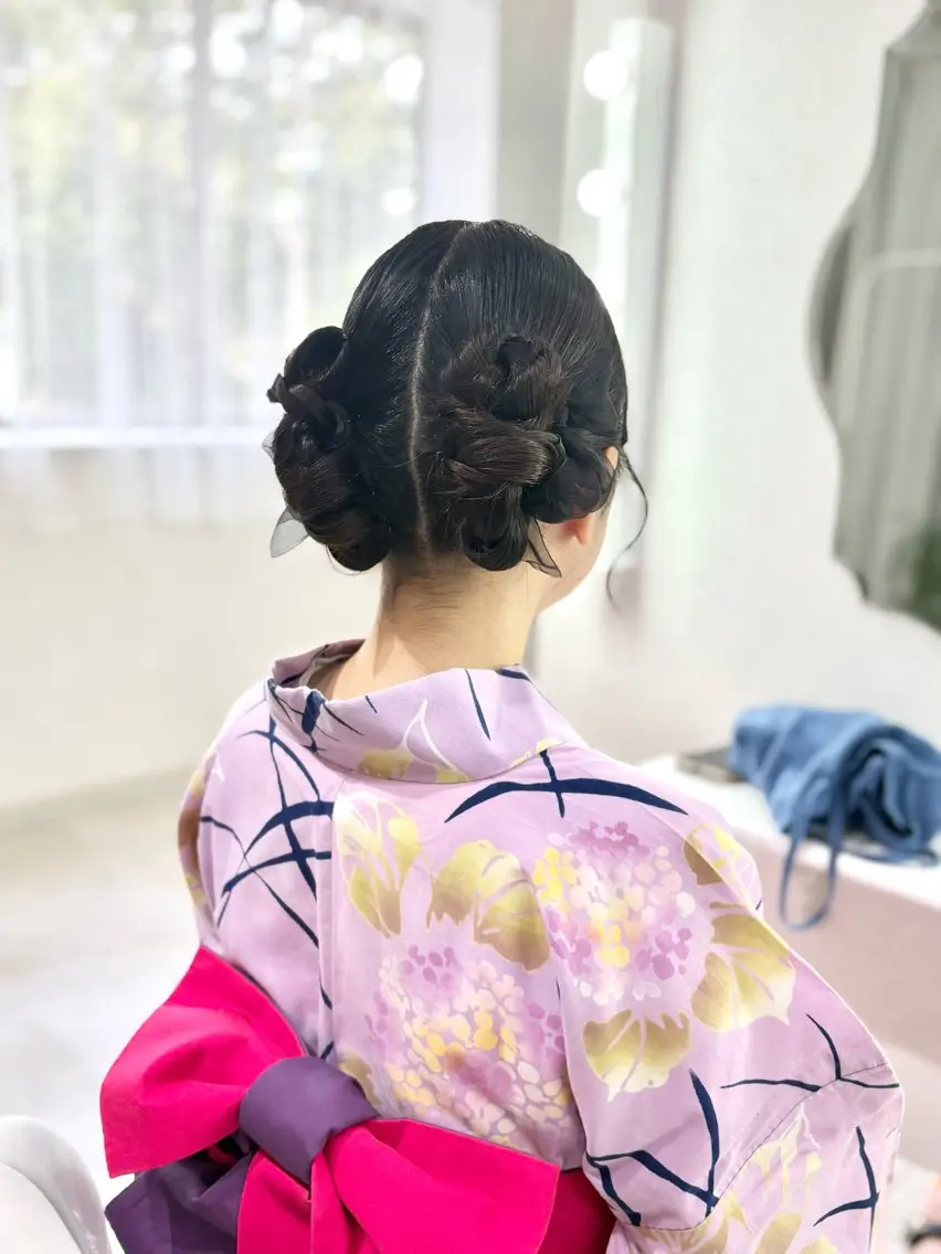 セミロング ヘアアレンジ 浴衣 ヘアセット ヘアセットサロン /上坪愛美のヘアスタイル