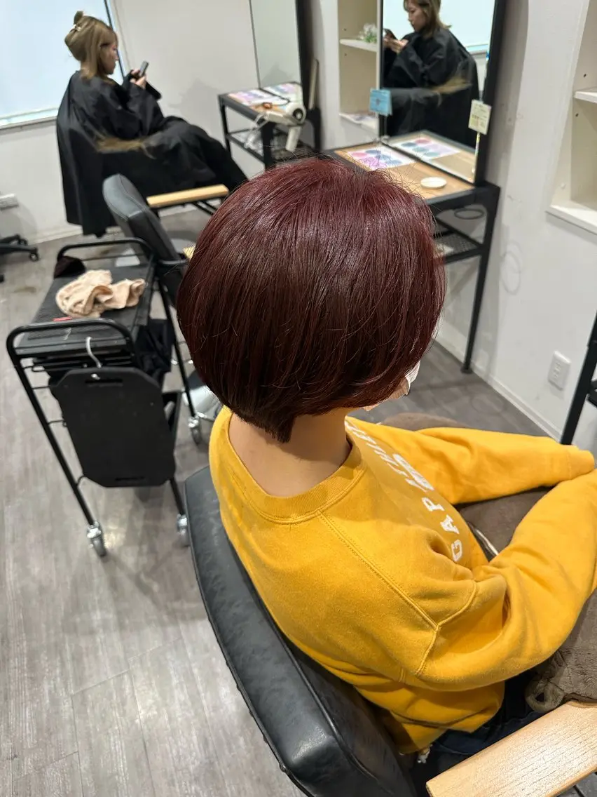 ショート カラー ブラウンカラー ピンクカラー ピンクブラウン カット ヘアカラー トリートメント 艶髪レイヤー上田 紗也🇰🇷💗のヘアスタイル