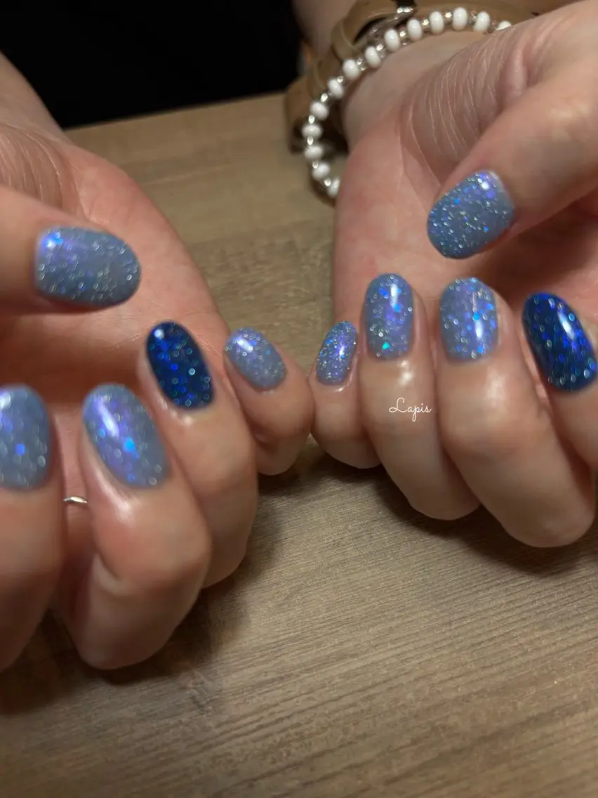 ネイル フラッシュネイル ラメ(グリッター) ハンドネイル Lapis *のネイルデザイン