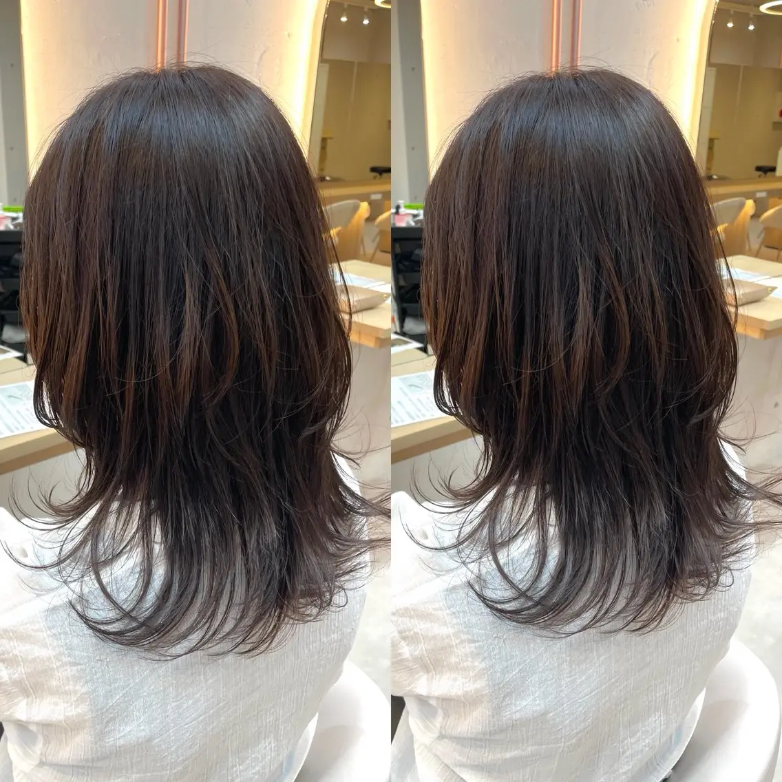 ミディアム ウルフカット カット ヘアセット ブリーチ無しダブル カラー🦕まどかのヘアスタイル