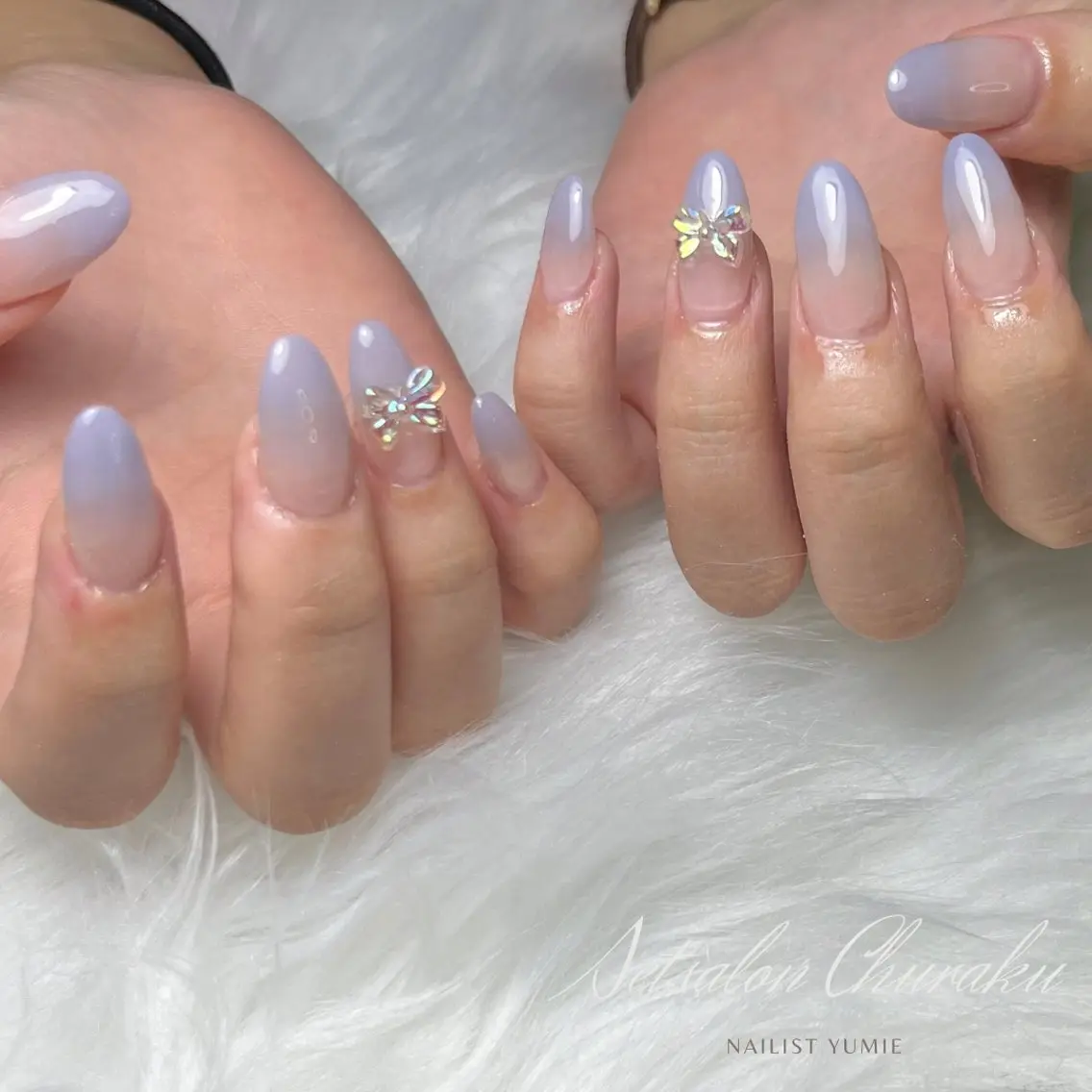 ネイル ブルー 長さ出し ネイルチップ ハンドネイル NAILSALON en+沖縄市美原のネイルデザイン