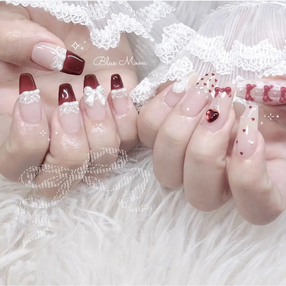 ネイル リボン ハンドネイル フットネイル ハンドケア nail salon Blue Moonのネイルデザイン