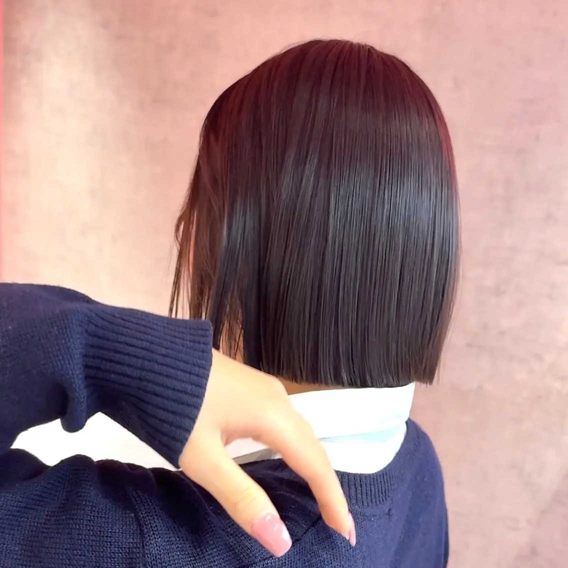 ミディアム カラー 山崎/ボブ縮毛矯正 レイヤー髪質改善のヘアスタイル