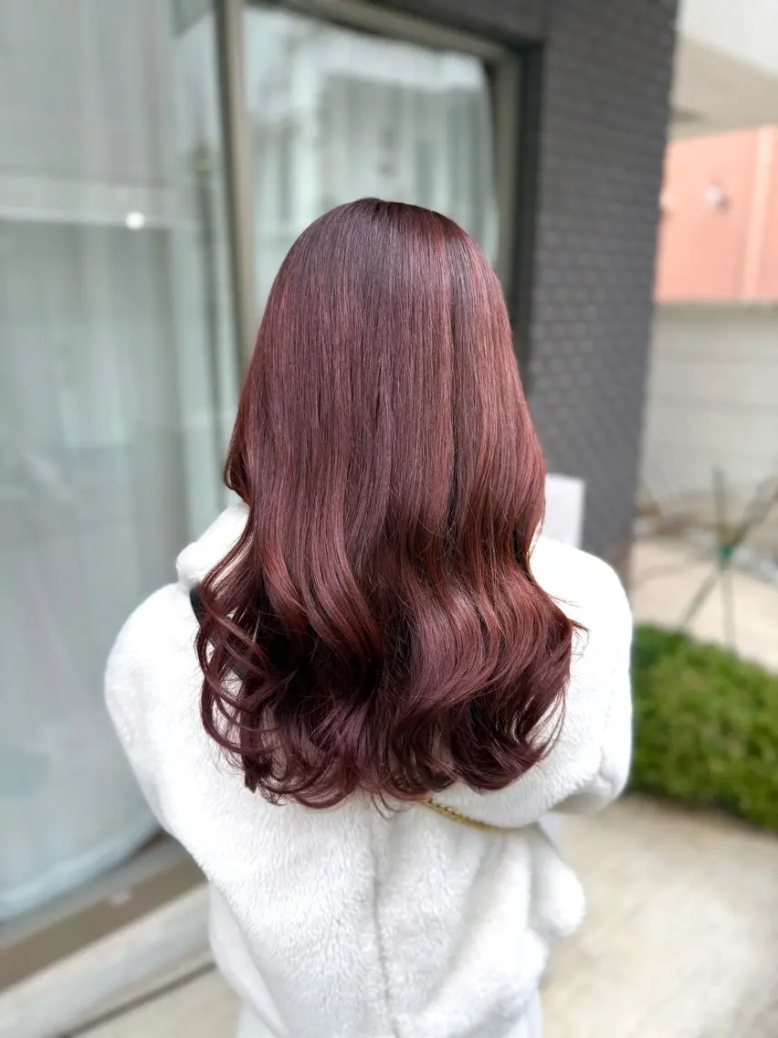 セミロング カラー ブリーチ ダブルカラー ブリーチなしカラー ピンクカラー カット ヘアカラー トリートメント グレージュ/レイヤー /韓国ヘア/RISAのヘアスタイル