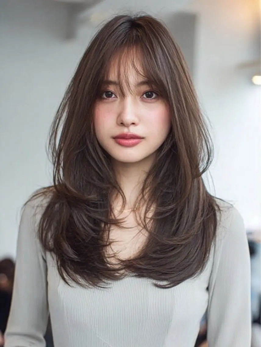 ロング 縮毛矯正 絶対綺麗な暖色カラー 🎯あります✨増渕✨のヘアスタイル