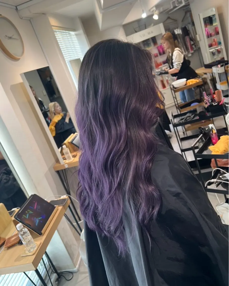 ロング カラー バレイヤージュ ラベンダーカラー レイヤーカット 指名数No.1 /NAOYAのヘアスタイル
