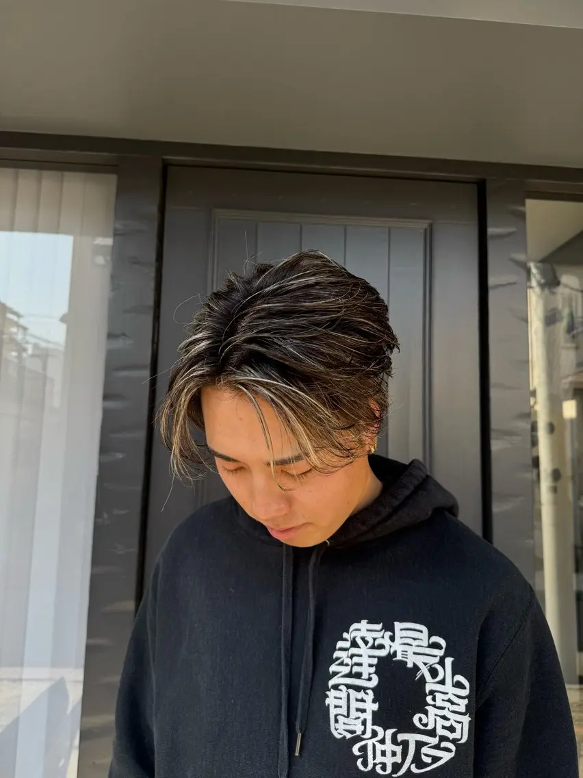 ミディアム カラー メンズ カット ヘアカラー 【men's Lapis横浜】海人のヘアスタイル