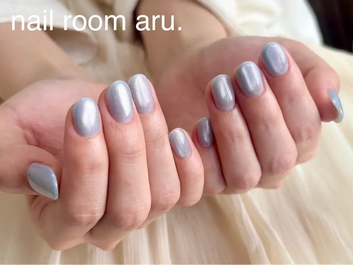 ネイル マグネットネイル ワンカラーネイル ハンドネイル nail room aru.のネイルデザイン