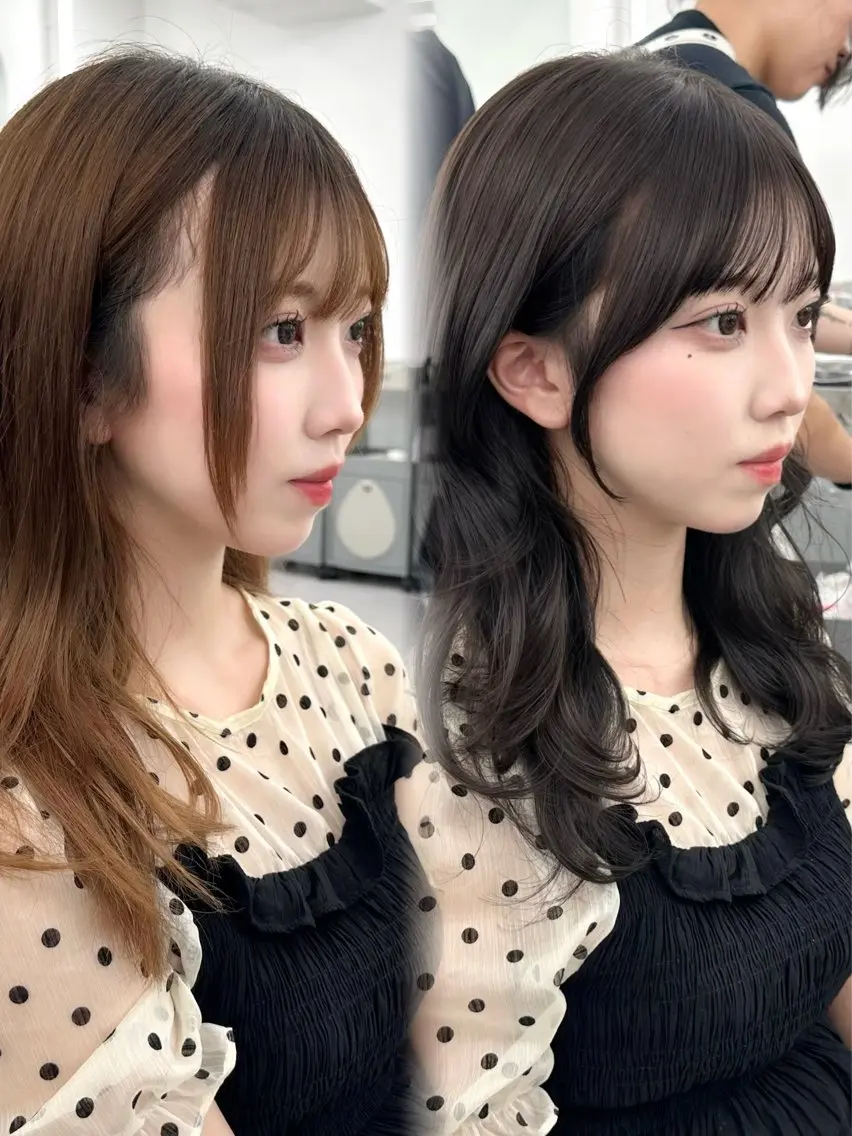セミロング カット ヘアカラー トリートメント ヘッドスパ ヘアセット 前髪顔まわりカット 🌈中村海聖のヘアスタイル