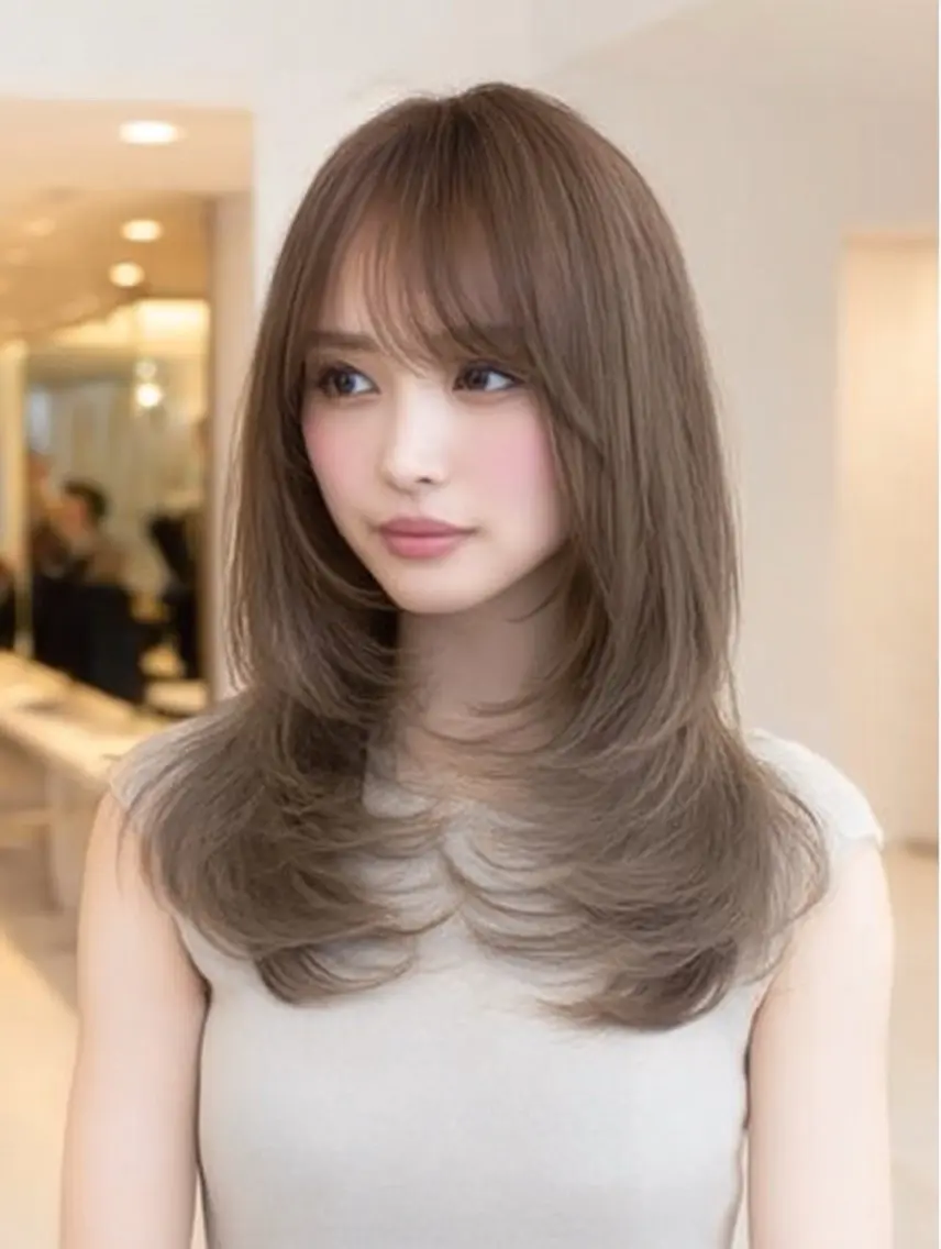 セミロング セミロングパーマ 顔まわりレイヤー 顔周りカット ハッシュカット ハイレイヤー カット 縮毛矯正 トリートメント ✨毛髪診断で絶対綺麗 ✨美髪艶髪専門✨高浪のヘアスタイル