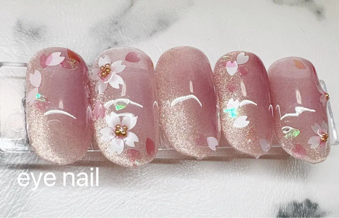 ネイル アートネイル 桜ネイル ジェルネイル マグネットネイル ハンドネイル Eye nailのネイルデザイン