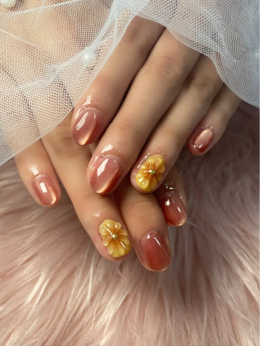 ネイル フラワーネイル ぷっくりネイル ハンドネイル mille feuilleのネイルデザイン