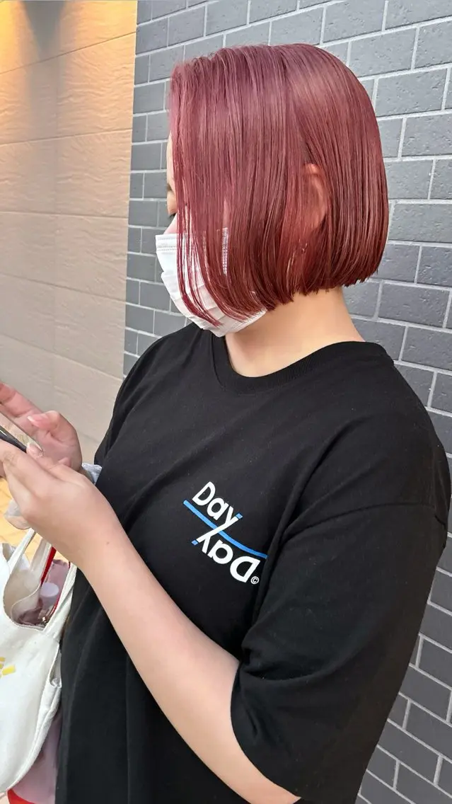 ショート カラー ピンクカラー ボブ カット ヘアカラー ナカジマ ナナのヘアスタイル