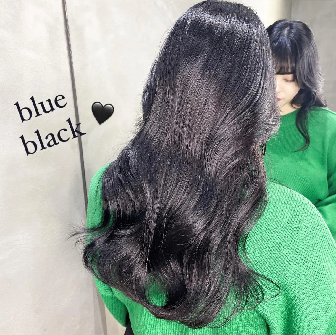 ロング カラー 黒髪 ブルーカラー ブルーブラック ヨシンモリ 韓国風ヘア カット ヘアカラー 透明感カラー×小 顔レイヤー♡ヒデさんのヘアスタイル