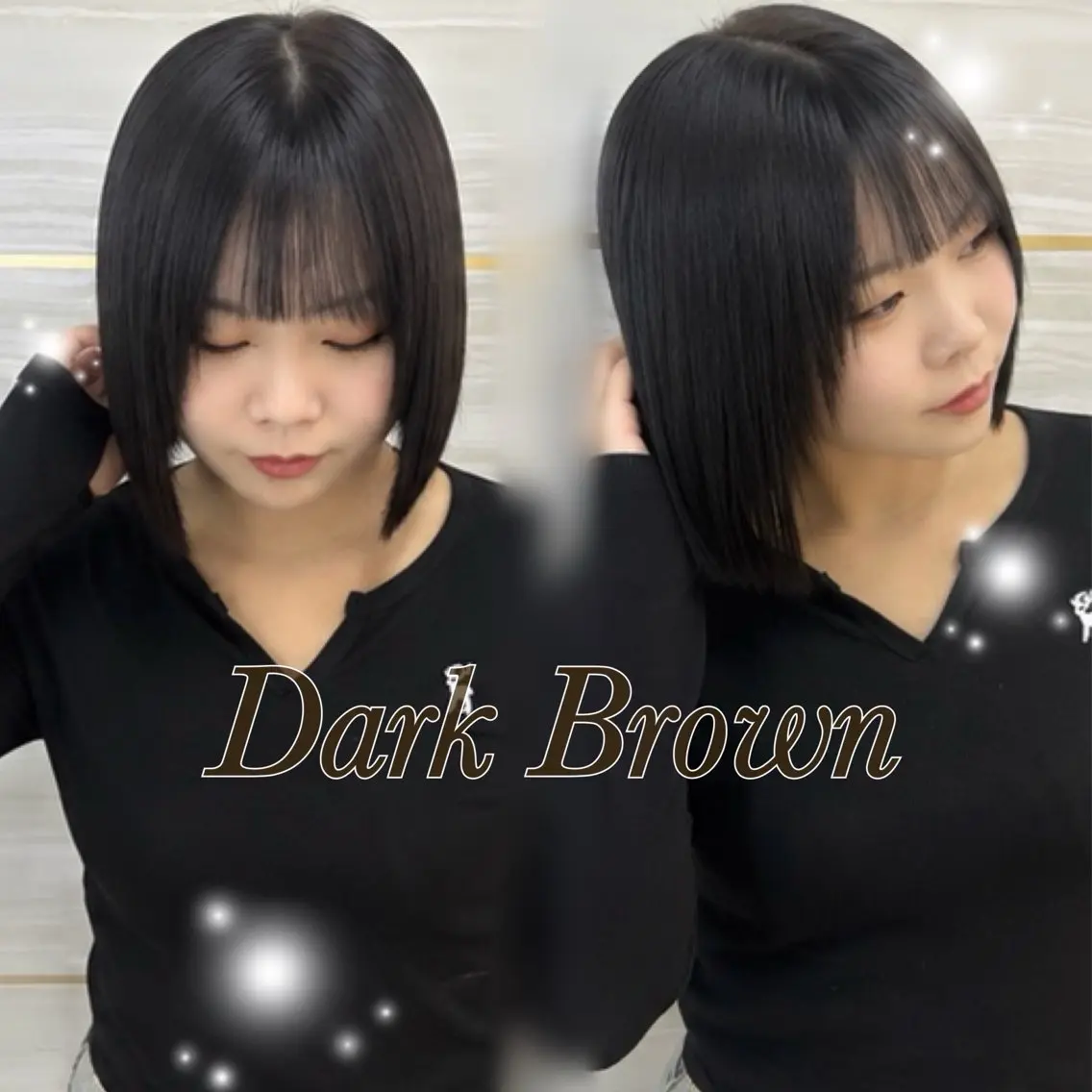 ショート カラー ブリーチ ブラウンカラー ダークブラウン ブリーチなしカラー 💜縮毛矯正/カラー /大宮/あやね💜のヘアスタイル
