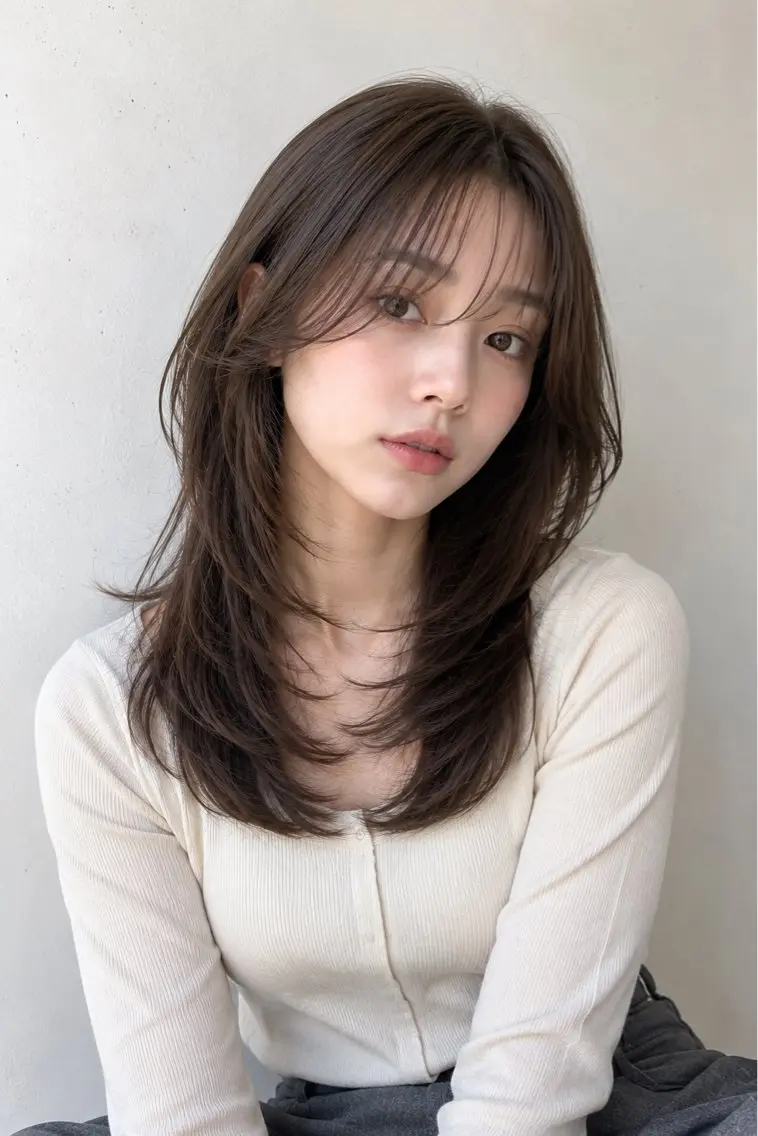 ロング 顔周りカット 韓国風ヘア レイヤーカット 小顔カット カット ヘアカラー トリートメント 💎メンズカット💎 美髪矯正 ミツキのヘアスタイル