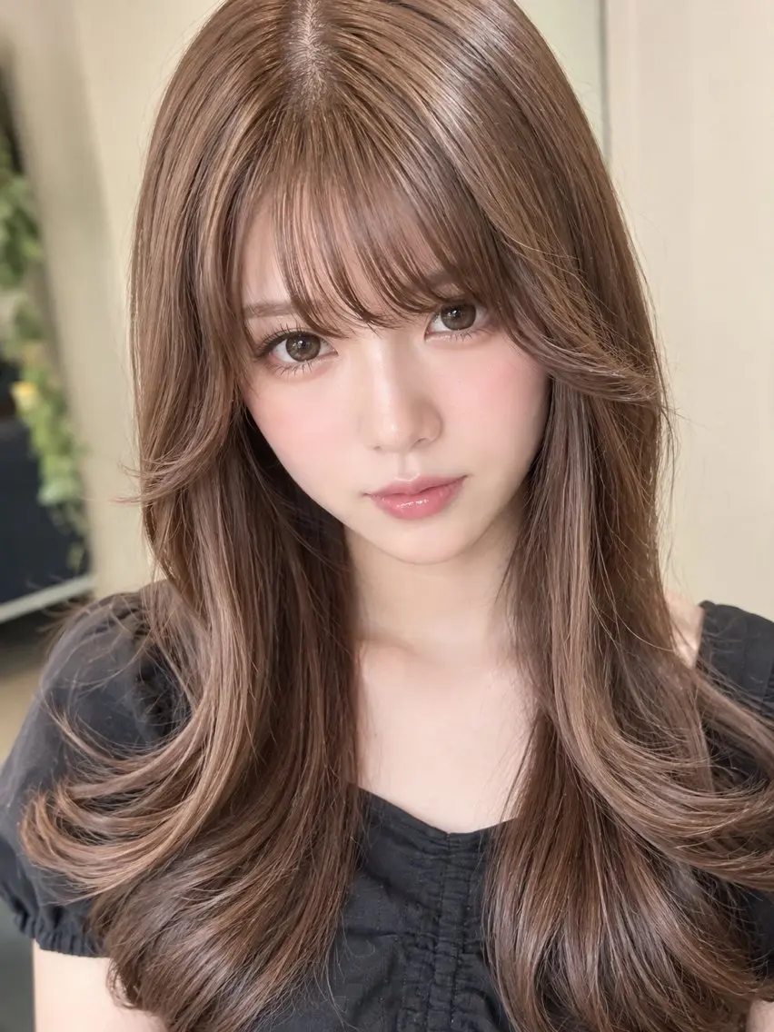 ミディアム カット ヘアカラー トリートメント W_SALON 四条 ブリーチ　髪質改善のヘアスタイル