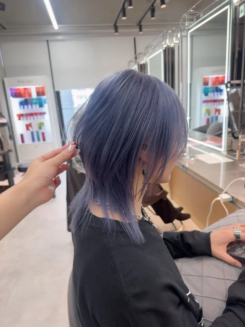 セミロング カラー メンズ ヘアカラー トリートメント ARIA💎縮毛矯正 ブリーチ💎複雑履歴のヘアスタイル
