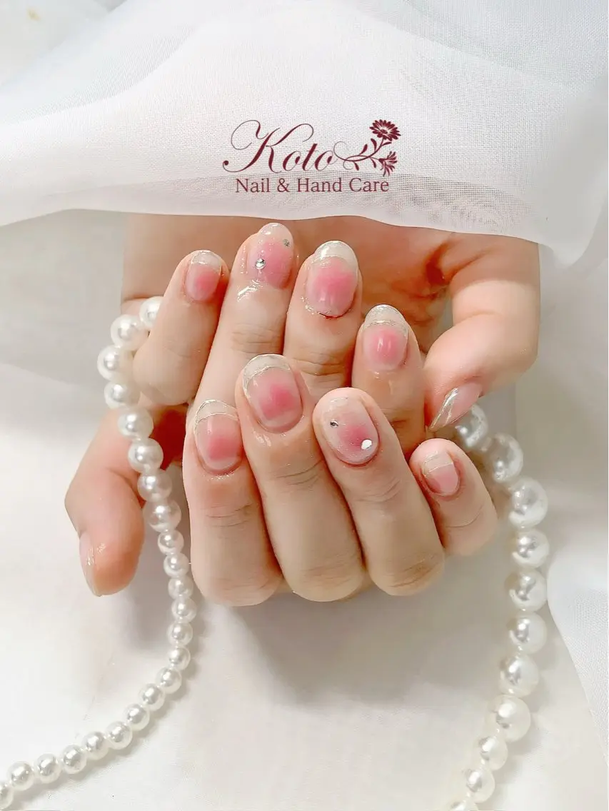 ネイル チークネイル 長さ出し ジェルネイル 持ち込み ニュアンスネイル ハンドネイル Nail Salon KOTOのネイルデザイン