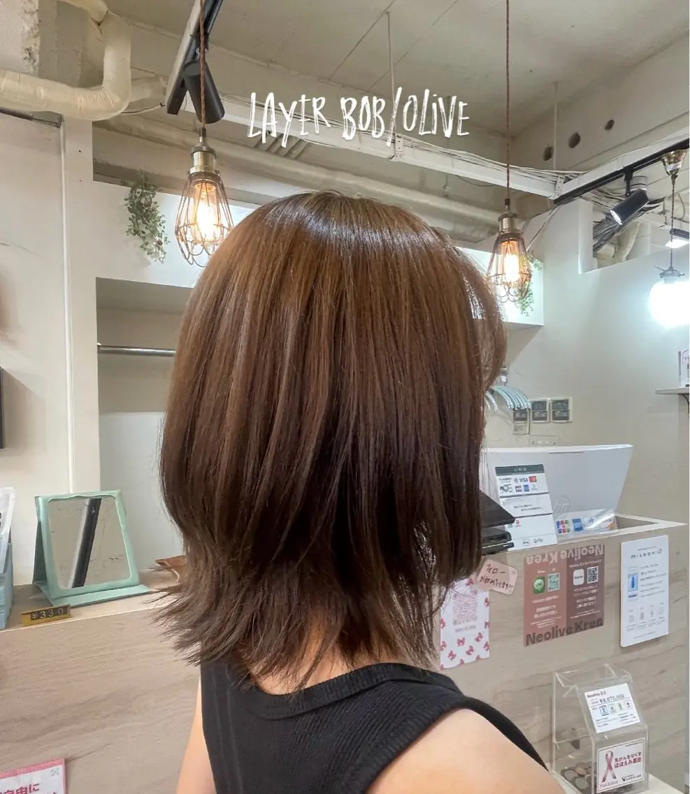 ミディアム 顔周りレイヤー☆ スパ☆石上遥楓のヘアスタイル