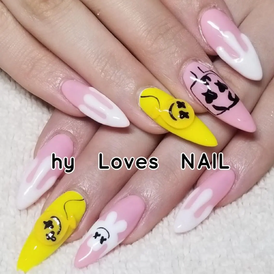 ネイル ピンク 春ネイル 黄色 ハンドネイル よしだ ひろきのネイルデザイン