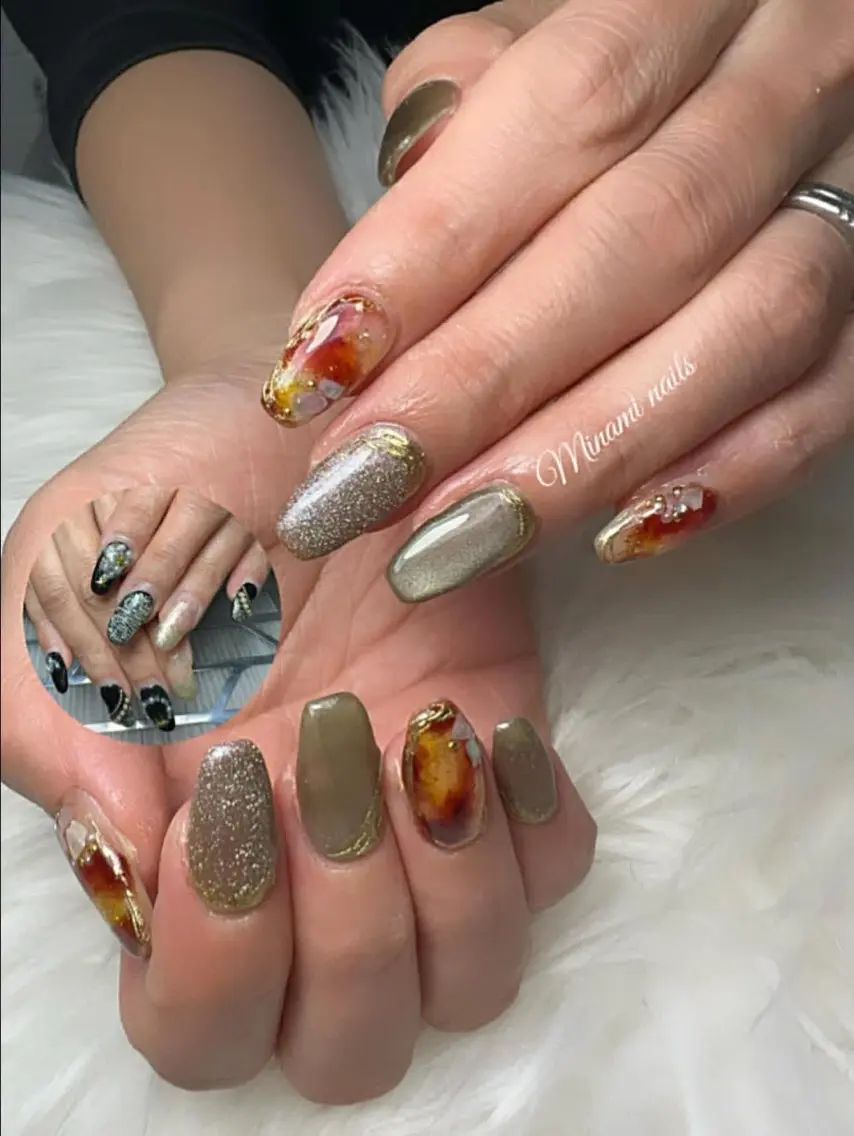 ネイル アートネイル オーロラネイル ガーリー キラキラネイル 韓国ネイル ハンドネイル Minami Nailsのネイルデザイン