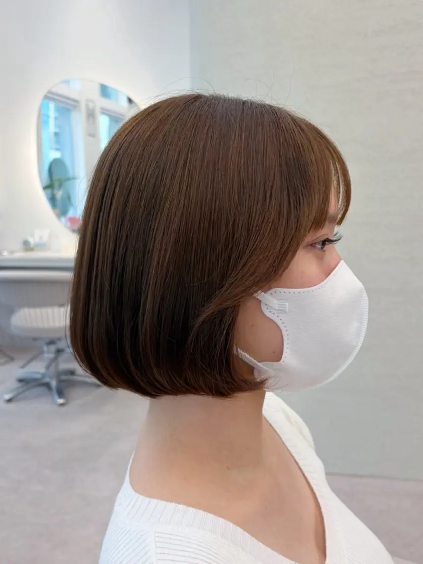 ショート カラー ボブ 顔周りカット レイヤーカット まあるいショートボブ 🐥廣瀬そらのヘアスタイル