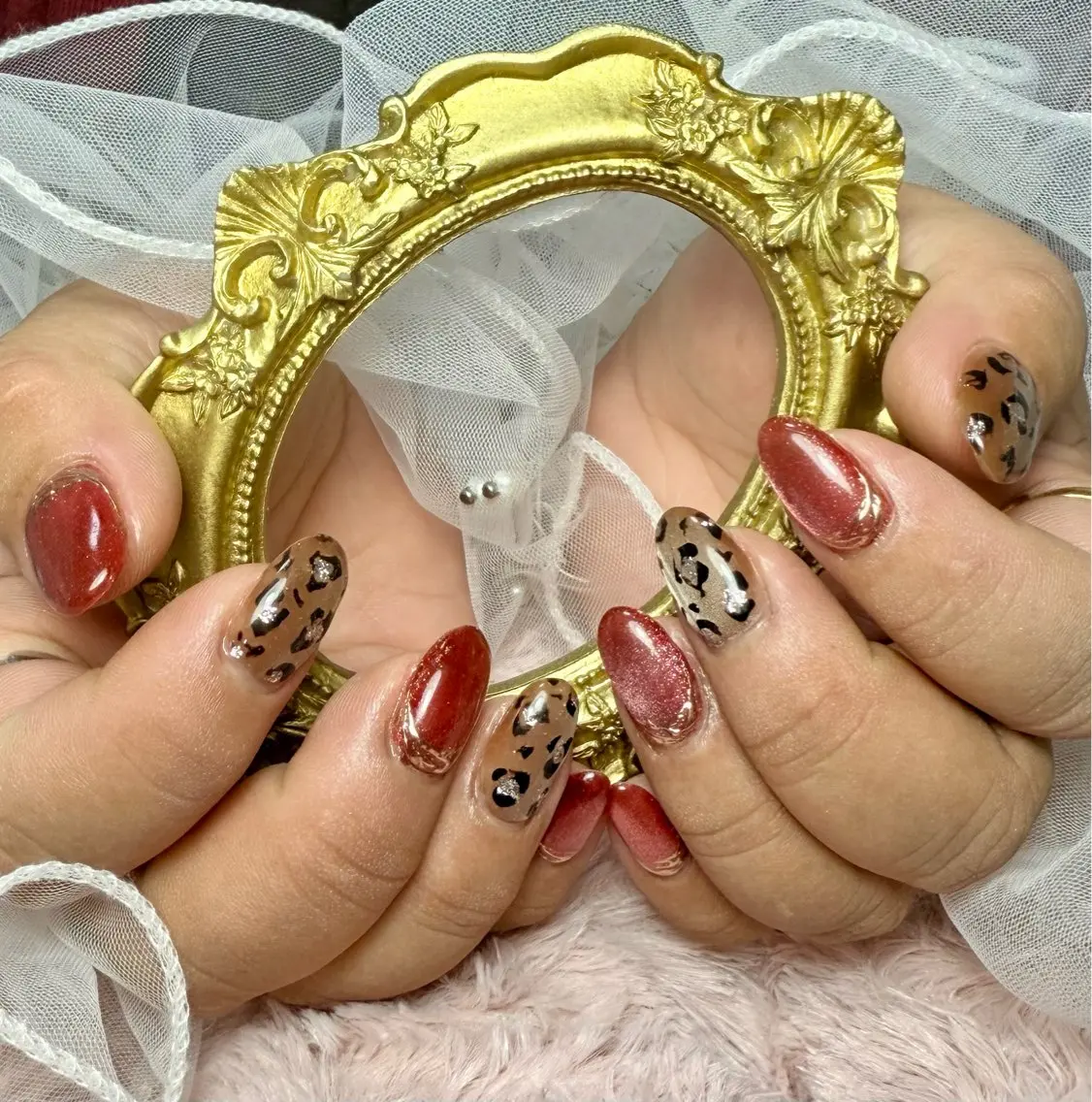 ネイル アニマル柄 アートネイル チークネイル フラッシュネイル フラッシュマグ Mai’s nailのネイルデザイン