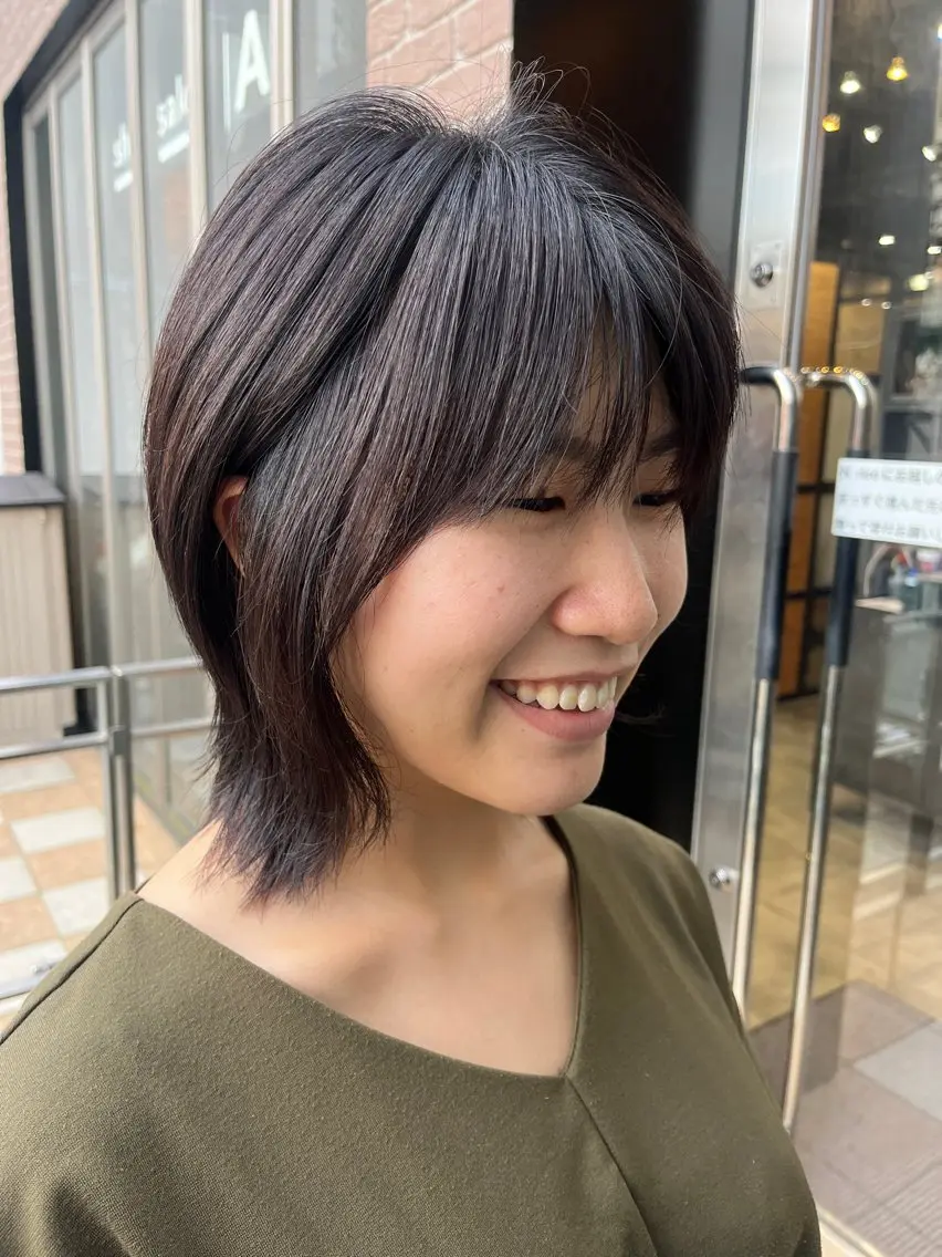 ミディアム カラー 久木原 ゆりのヘアスタイル