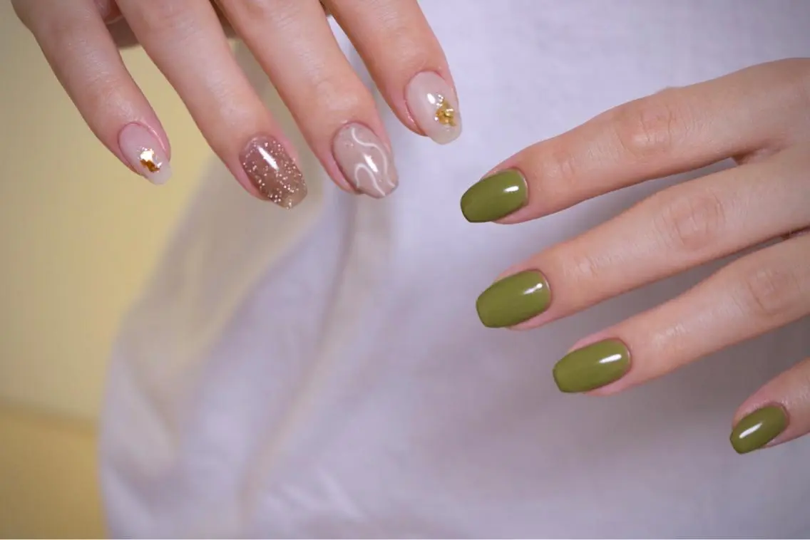 ネイル オーロラネイル カジュアル 長さ出し ジェルネイル 韓国ネイル MH Nailのネイルデザイン