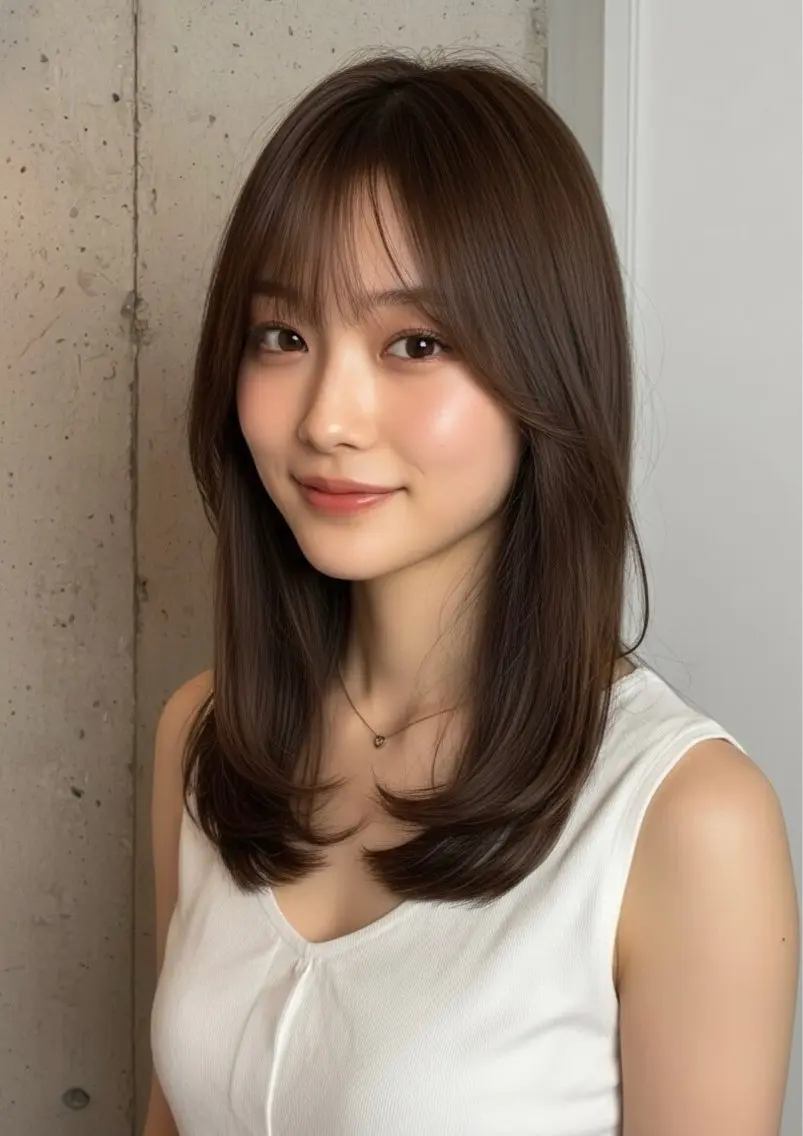 ミディアム カット ヘアカラー トリートメント ヘッドスパ ヘアセット リベルテ 渋谷のヘアスタイル