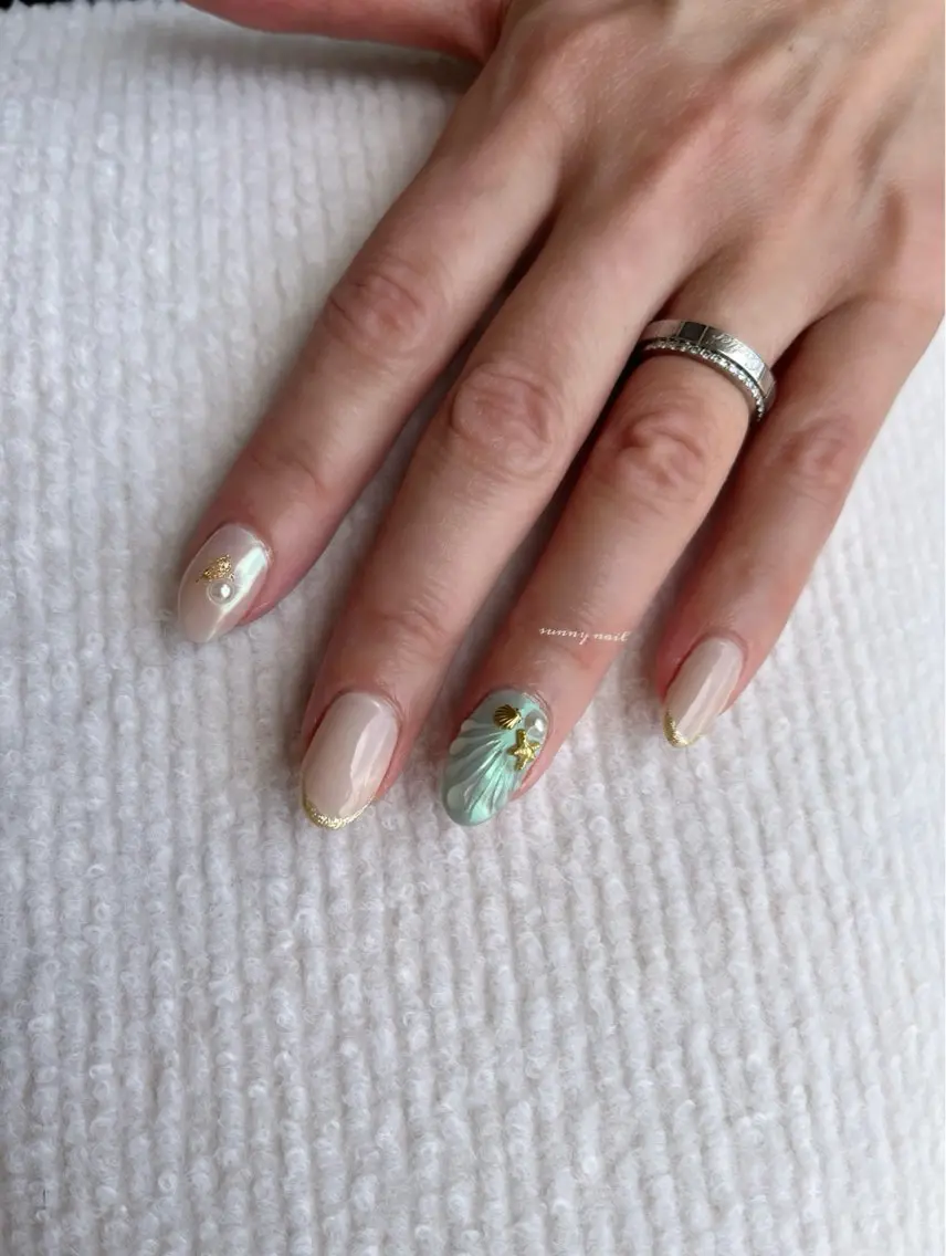 ネイル オーロラネイル ジェルネイル パラジェル sunny nailのネイルデザイン