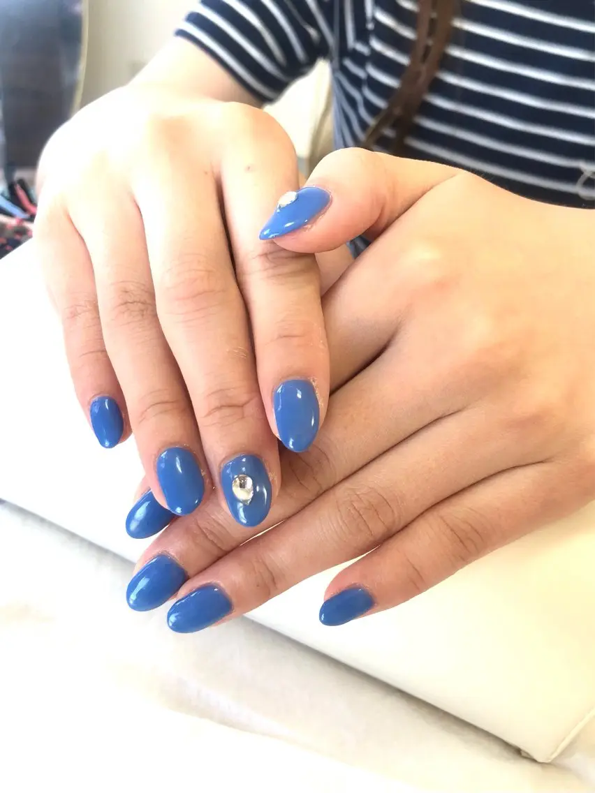 ネイル ブルー ワンカラーネイル ハンドネイル salon *meehoのネイルデザイン